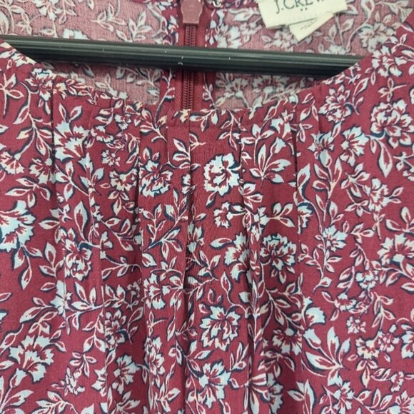 J. Crew Puff-sleeve tiered midi dress Size Small Burgandy Floral Print SiE Small - Picture 6 of 11
